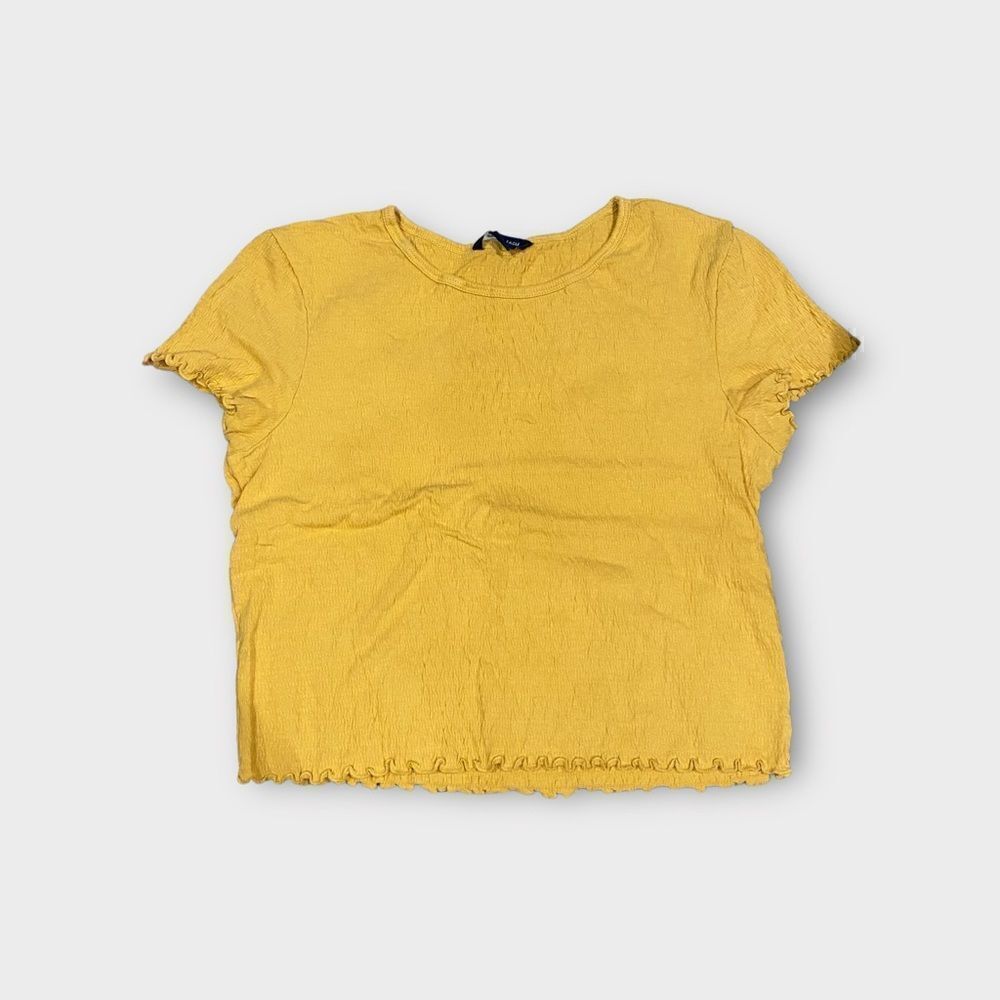 American Eagle Yellow Textured Stretch Crop Top Size Medium